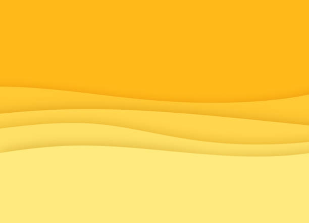 Yellow Smooth Waves Bright Background Layers Design Smooth yellow waves sand desert layers abstract background pattern. changing beach stock illustrations
