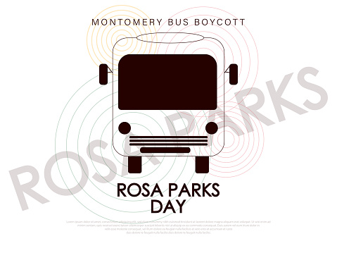 Illustration of Bus in a single line in isometric view for Rosa Parks Day, Montgomery Bus boycott.
