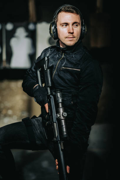 istock Sniper's training on a shooting range. SVD Dragunov sniper rifle 1368232761