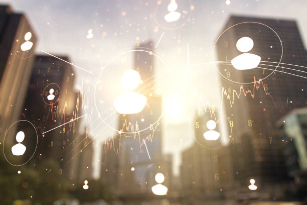 istock Abstract virtual social network hologram on modern architecture background. Double exposure 1368233762