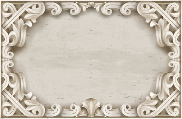 ilustrações, clipart, desenhos animados e ícones de quadro clássico vintage do barroco rococó - pattern backgrounds classical style baroque style