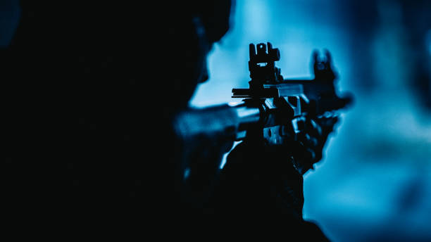 M4 Carbine with optic sight and foregrip black silhouette