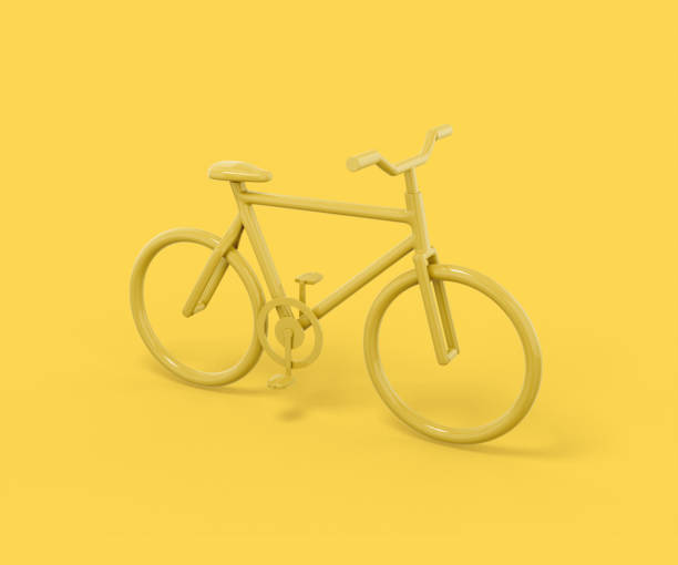 istock Yellow bike on a yellow background. Minimalistic design object. 3d rendering icon ui ux interface element. 1368240429
