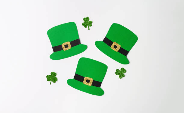istock The creative background of St. Patrick. Laprikon hats on a white background 1368241326