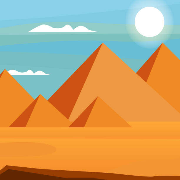 illustrazioni stock, clip art, cartoni animati e icone di tendenza di piramidi nel deserto. vettore - egypt cairo pyramid sunset