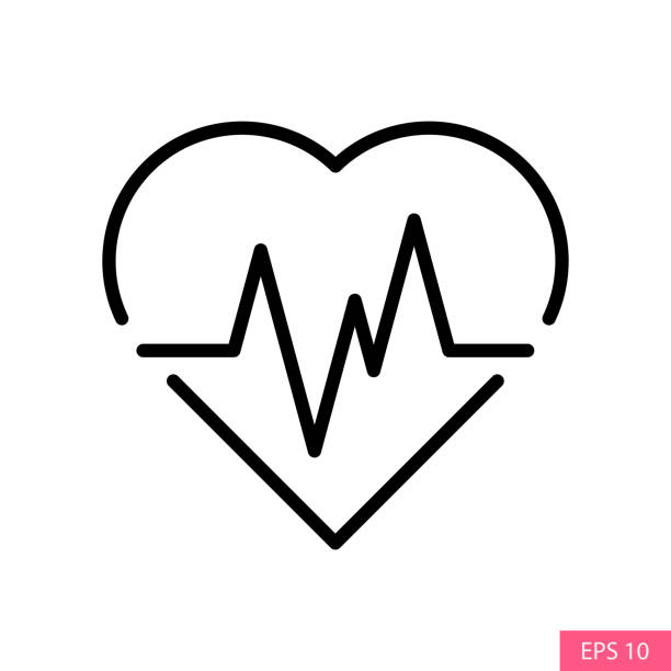 illustrazioni stock, clip art, cartoni animati e icone di tendenza di pulsazione cardiaca o icona vettoriale cardiogramma in stile contorno per la progettazione di siti web, app, interfaccia utente, isolata su sfondo bianco. tratto modificabile. illustrazione vettoriale eps 10. - elettrocardiogramma