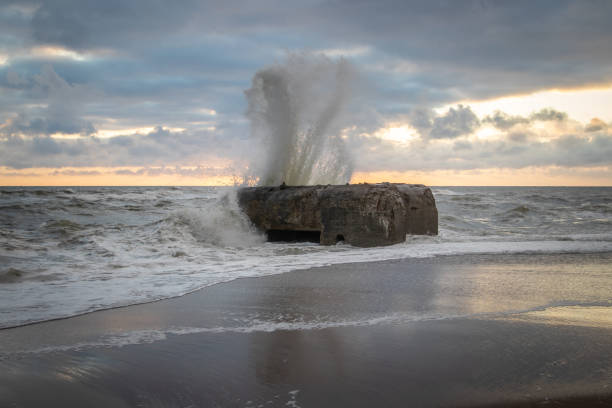 rock in the storm in the sea