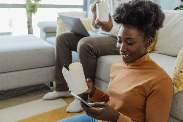istock Lazy day at home and ordering food online 1368252933
