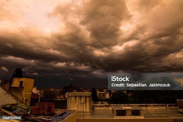 Stromy Dark Sky Over Banfield City Buenos Aires Argentina Stock Photo - Download Image Now