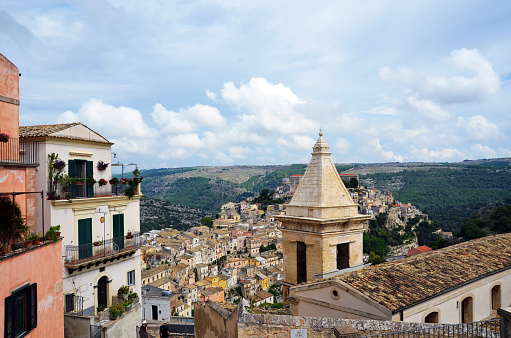 view of the historic center of Ragusa Sicily Italy