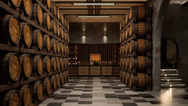 modern wine cellar - wine bottle wine residential structure alcohol imagens e fotografias de stock