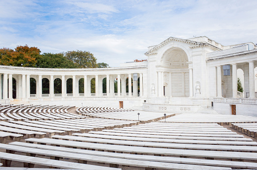 White Marble Auditorium at Arlington National Cemetery in Washington DC.