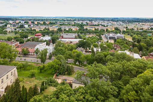 The view from the bell tower of the Basilica of the Virgin of Our Lady of the city Chelm in eastern Poland