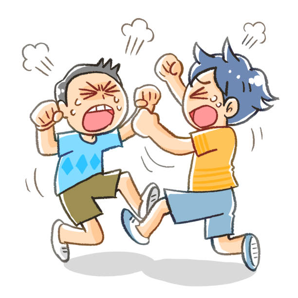 ilustrações, clipart, desenhos animados e ícones de ilustração mangá de dois meninos lutando - bullying child teasing little boys