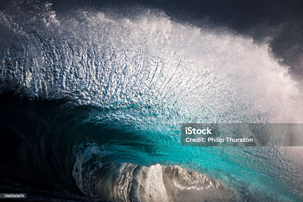 Close up of majestic turquoise ocean wave Authority Stock Photo