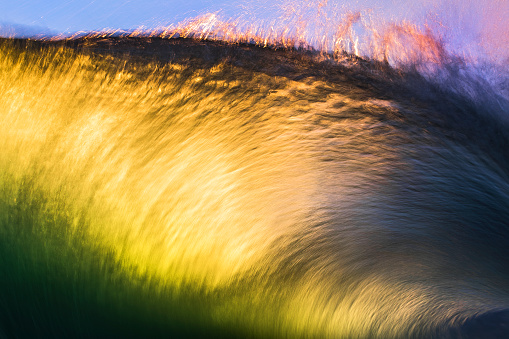 Close up of vibrant multi colored ocean wave
