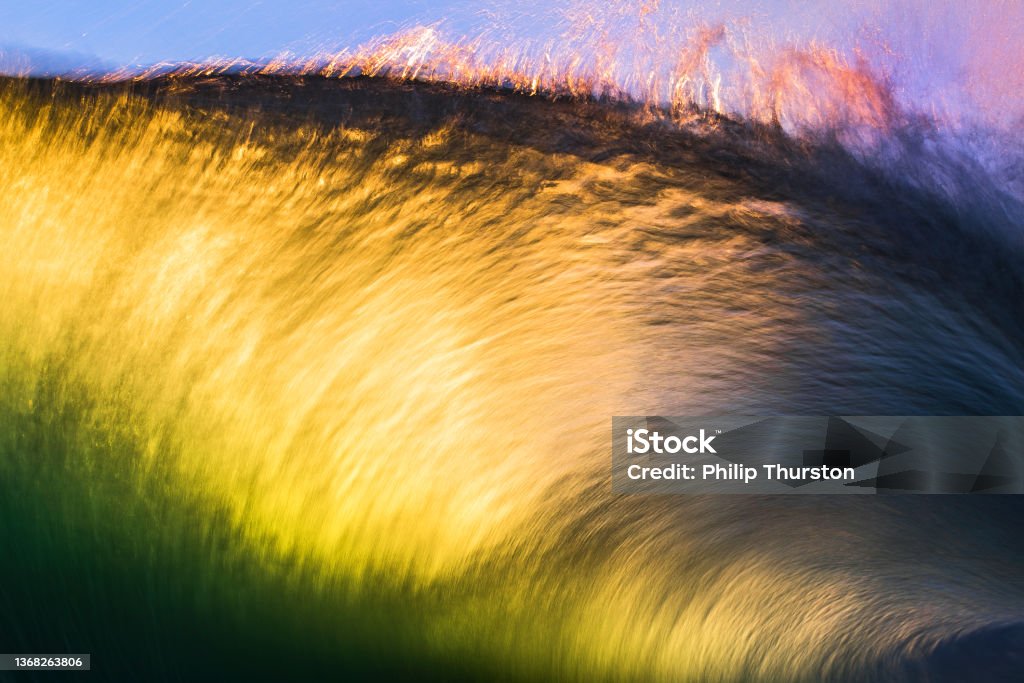 Close up of vibrant multi colored ocean wave Nature Stock Photo