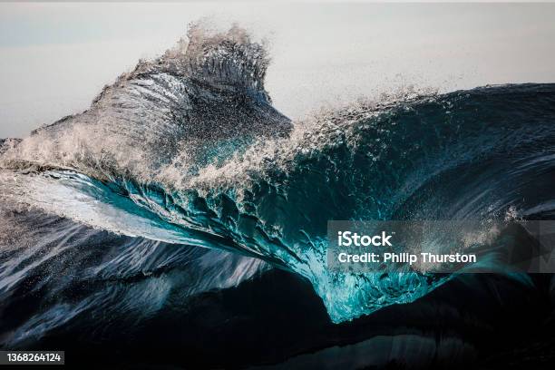 Extreme Close Up Of Thrashing Emerald Ocean Waves Stock Photo - Download Image Now - Water, Nature, Wave - Water