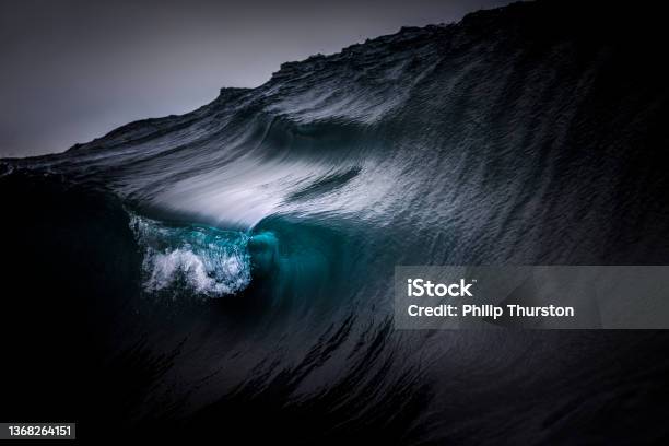 Full Frame Crisp Detail Of Dark Blue Ocean Wave Stock Photo - Download Image Now - Perfection, Abstract, Wave - Water