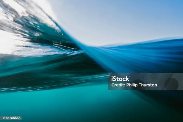 Vortex Split View Of Blue Ocean Waters Surface Stock Photo - Download Image Now - Water, Sea, Wave - Water