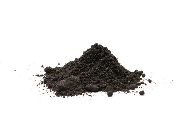 istock Black land for plant isolated on white background. 1368267212