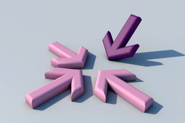 istock Purple arrow sign changing direction from pink arrow sign 1368267549