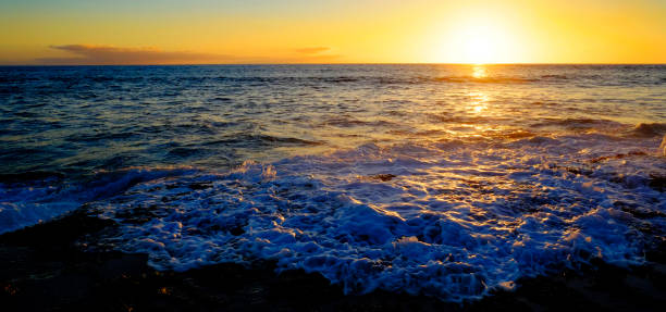 istock Ocean Water Wave Washing Up on Beach Rocks Sunset Sunshine Splash 1368270305