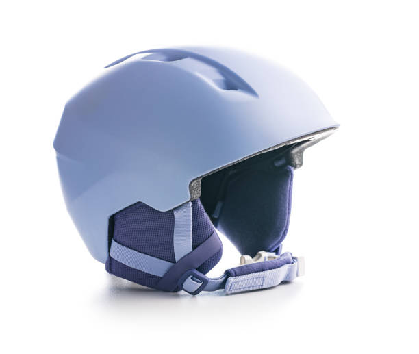 Colorful ski helmet isolated on a white background.