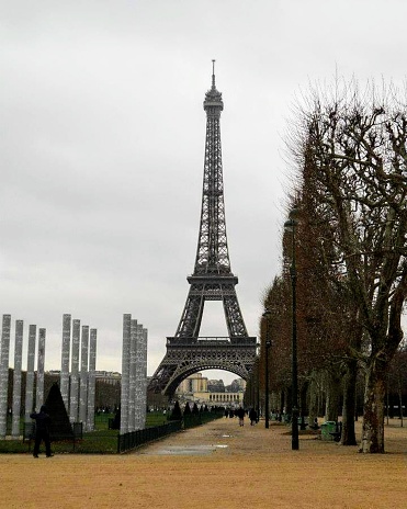 Eiffel Tower is a wrought-iron lattice tower on the Champ de Mars in Paris, France