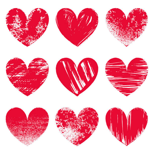 Hearts Set of hand drawn different vector hearts. scribble heart stock illustrations