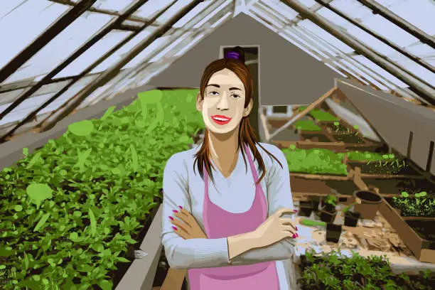 Vector illustration of Portrait of the assistant horticulturist