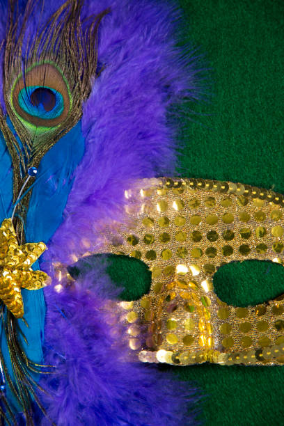 carnival costume mask with colorful confetti and streamers joyful brazilian party celebration on white background with space for text carnaval