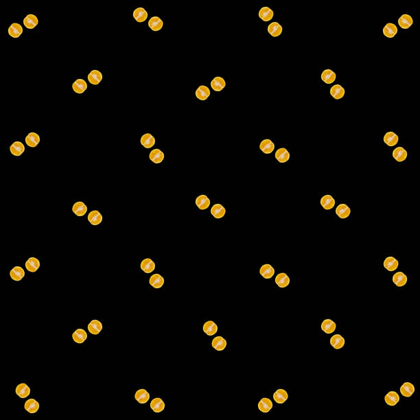 istock Colorful fruit pattern of fresh orange slices on black background. Top view. Flat lay. Pop art design 1368279048