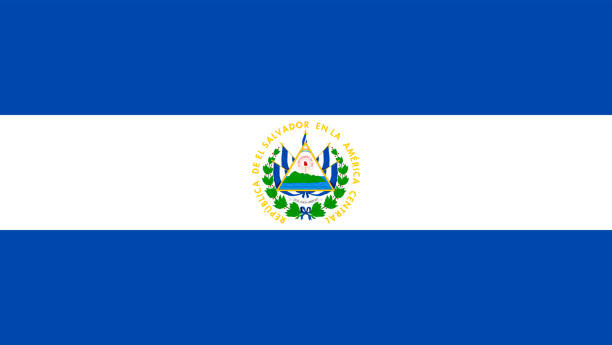 illustrazioni stock, clip art, cartoni animati e icone di tendenza di illustrazione vettoriale della bandiera nazionale di el salvador - salvadoran flag