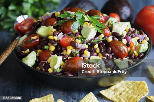 istock Delicious Mexican black bean and corn salad or Texas caviar bean dip 1368280686