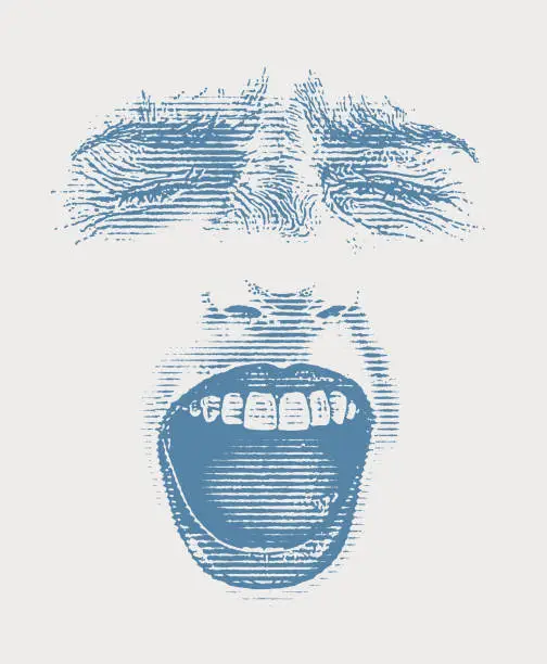Vector illustration of High Key illustration of a woman screaming