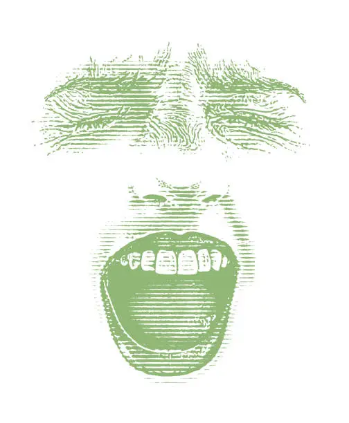 Vector illustration of High Key illustration of a woman screaming