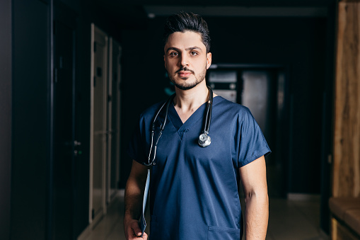 Portrait of turkish or arabian male nurse. High quality photo