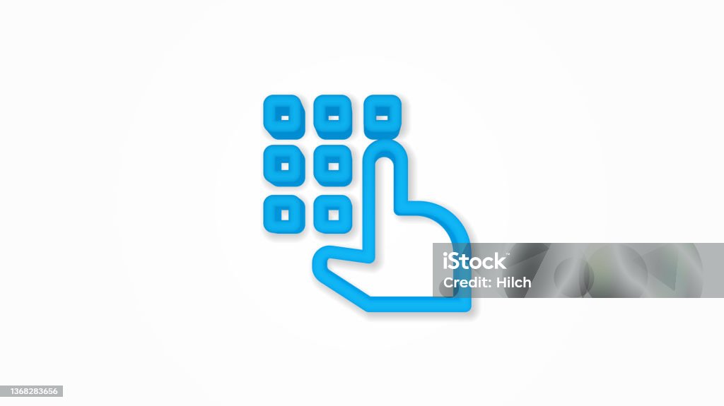 Pin Code Keypad Access Security Lock Hand Pushing 3d Line Vector ...