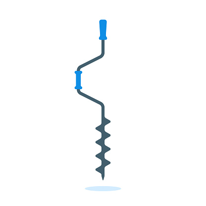 simple cartoon ice fishing drill icon. concept of easy activity during the winter holidays