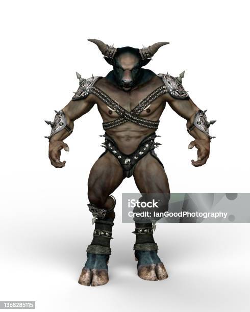 3d Illustration Of A Minotaur The Mythical Part Man Part Bull Creature From Greek Mythology Isolated On A White Background Stock Photo - Download Image Now