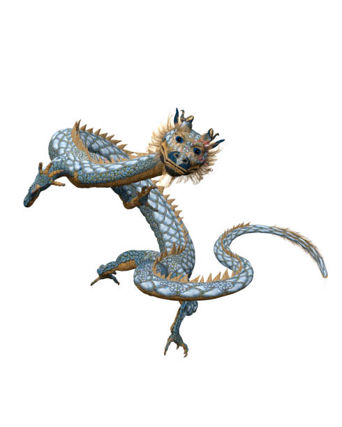 istock 3D rendering of a long bodied dragon from Chinese folklore isolated on a white background. 1368285676