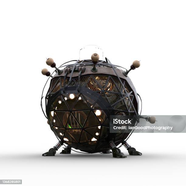 3d Rendering Of A Fantasy Steampunk Styled Victorian Time Machine Isolated On A White Background Stock Photo - Download Image Now