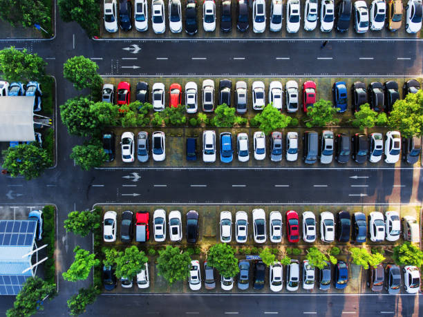 istock Car parking aerial 1368286008