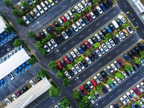 istock Car parking aerial 1368286013