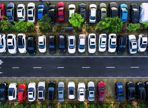 istock Car parking aerial 1368286014