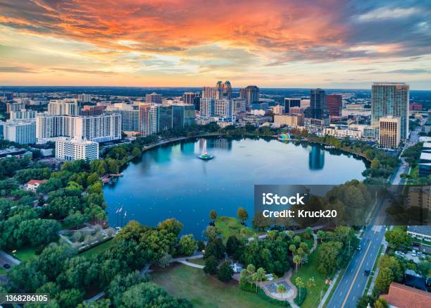 Orlando Florida Usa Downtown Drone Skyline Aerial Stock Photo - Download Image Now