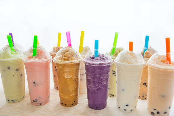 istock Colorful group of bubble tea drink 1368286228