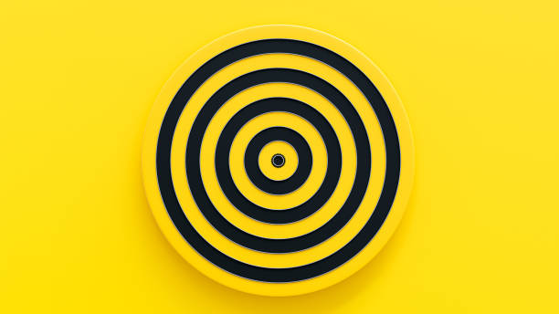 istock Dartboard black and yellow for background. Aim or goal concept. 3D Render 1368294921
