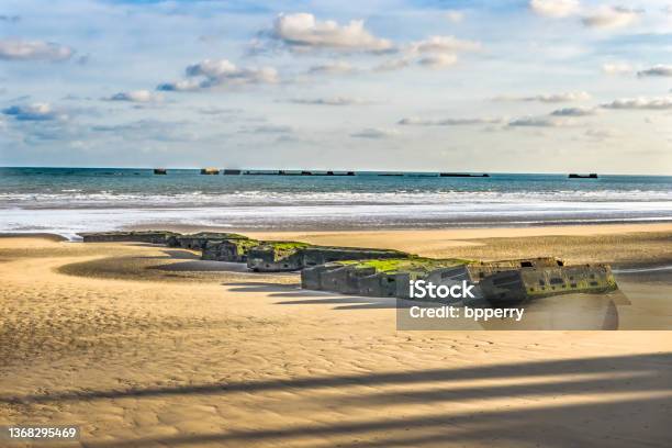 Old Ramp Beach Mulberry Harbor Arromancheslesbains Normandy France Stock Photo - Download Image Now